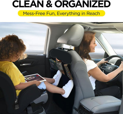 Easy-to-clean black kick mat car seat protector – protects from dirt, mud, and scratches