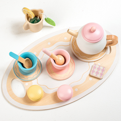 Montessori Pretend Play Afternoon Wooden Tea Party Set Toddlers Boys Girls