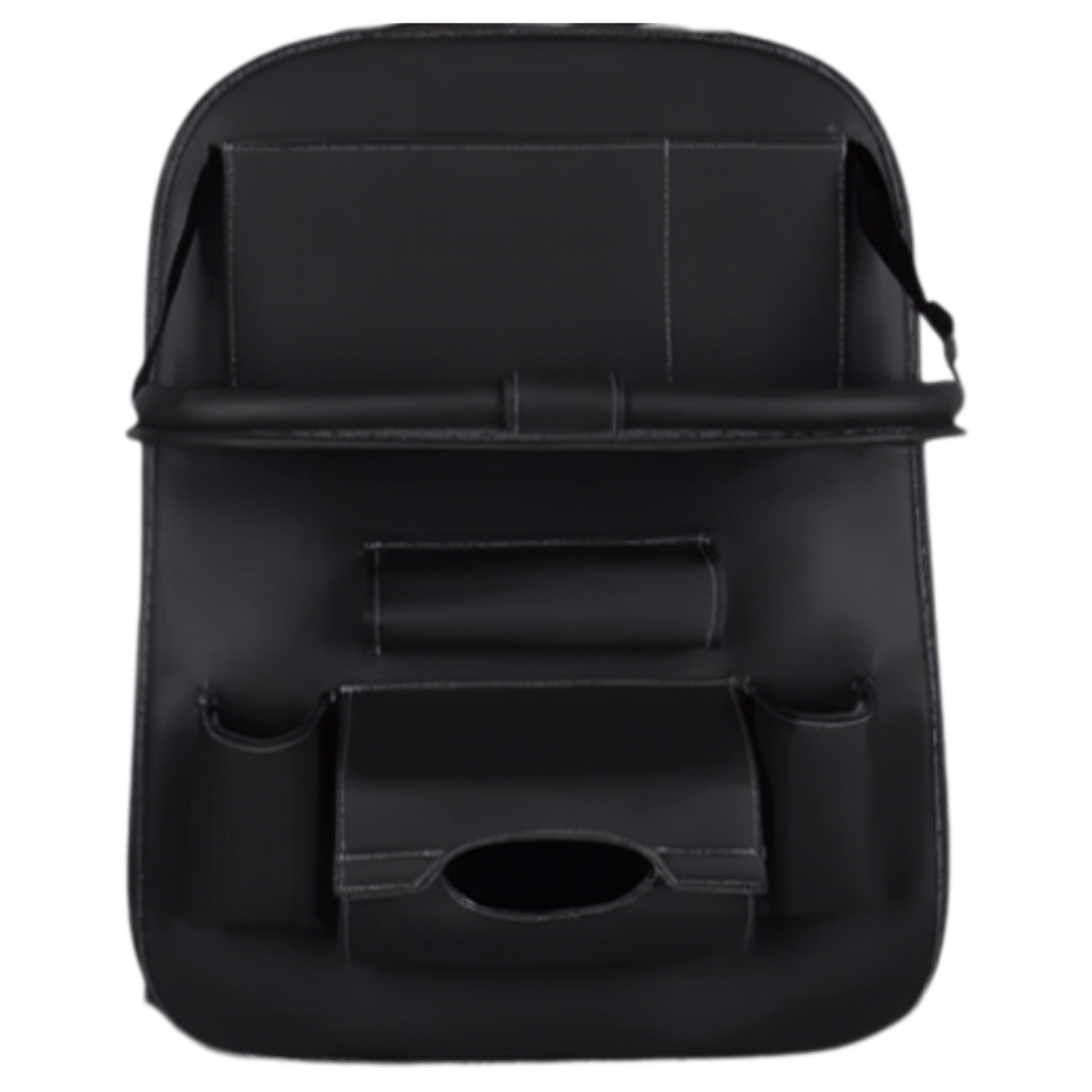 Car Seat Kick Back Seat Organizer PU Leather Foldable Tray Multiple Pockets