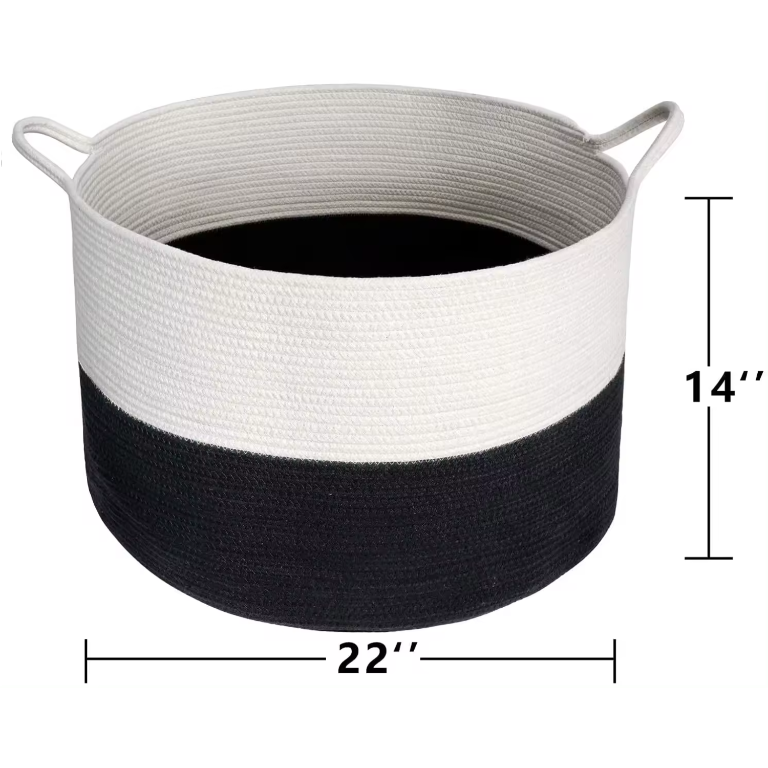 Eco-friendly cotton rope storage bin with handles for laundry and blankets