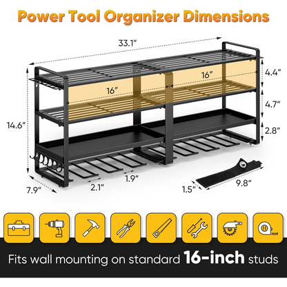 Power Tool Organizer Wall Mount | Heavy Duty 4-Tier Tool Storage Rack South Africa