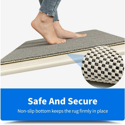 Anti-slip cushioned bath mat with exfoliating loofah surface