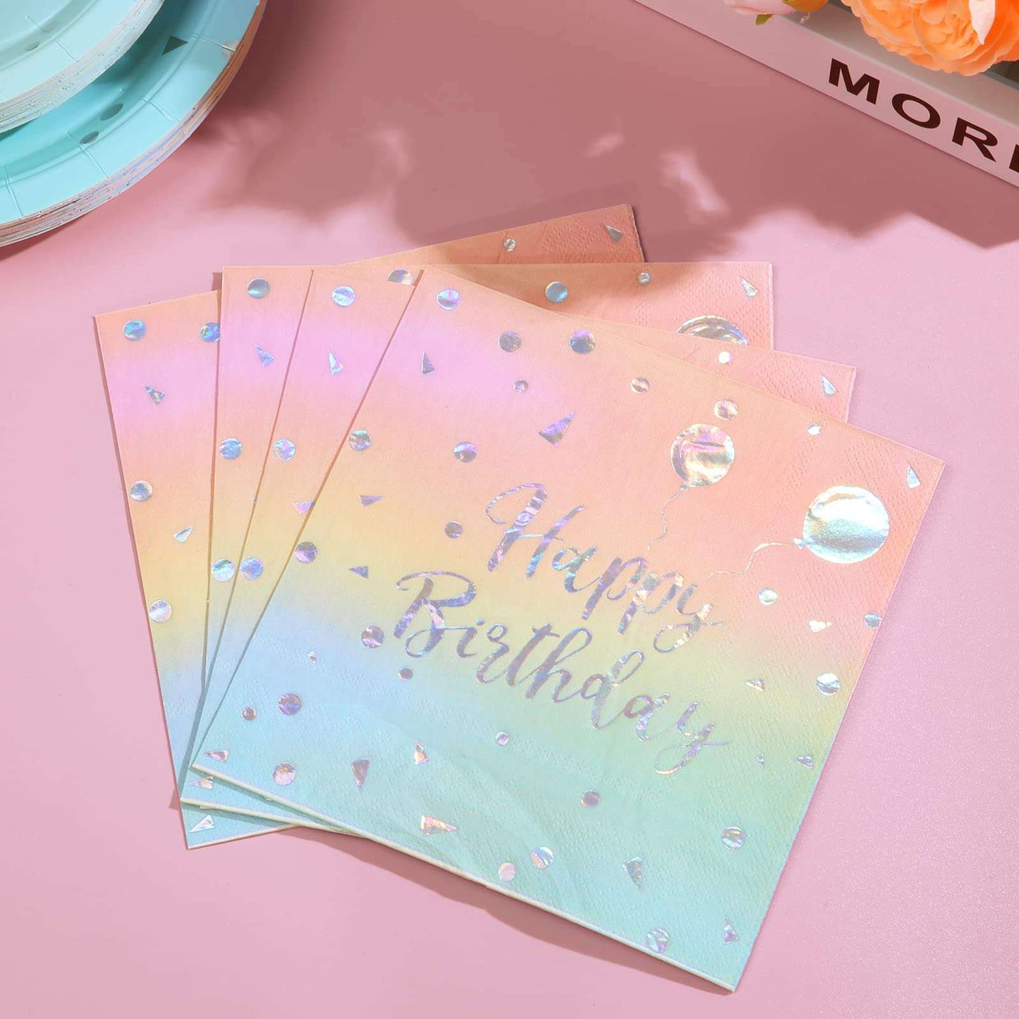 Eco-friendly rainbow birthday party set – BPA-free plates, cups, and straws for children