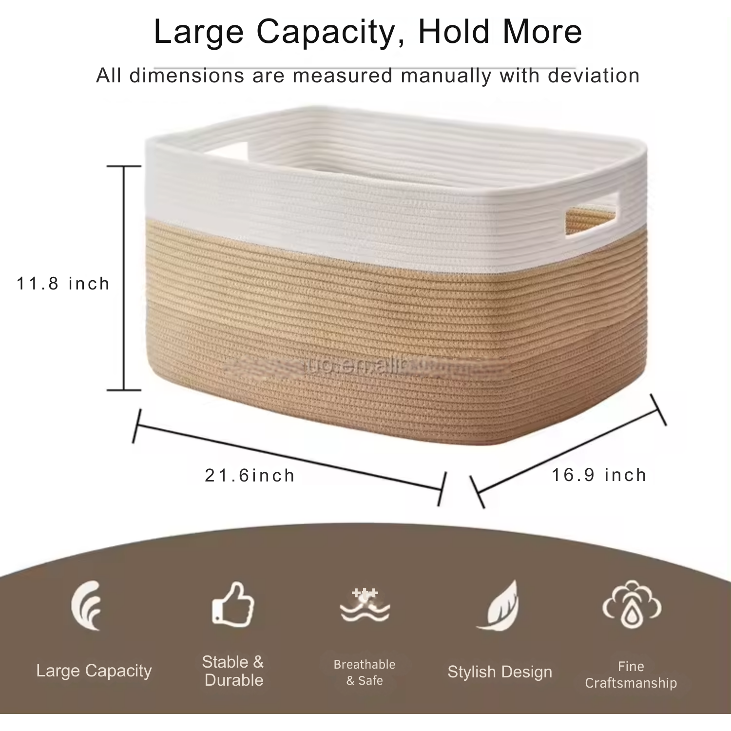 Sheikhs natural cotton rope rectangular storage basket extra large