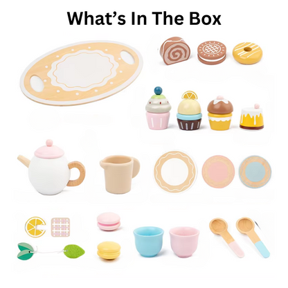 Montessori Pretend Play Afternoon Wooden Tea Party Set Toddlers Boys Girls