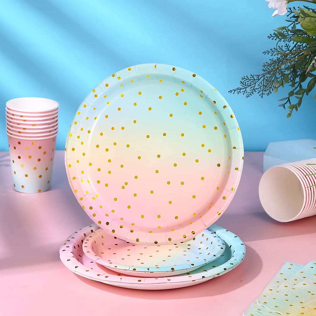 Rainbow birthday party supplies set for 25 guests