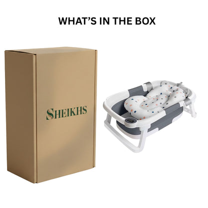 Collapsible Baby Bathtub With Thermometer | Foldable, Portable & Safe