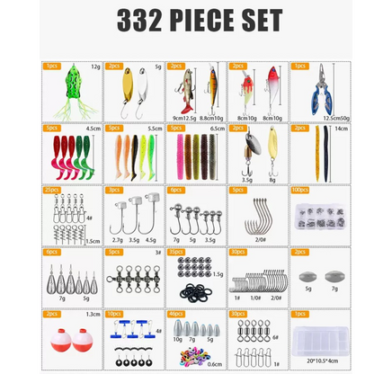 332 piece fishing kit with baits and hooks in South Africa