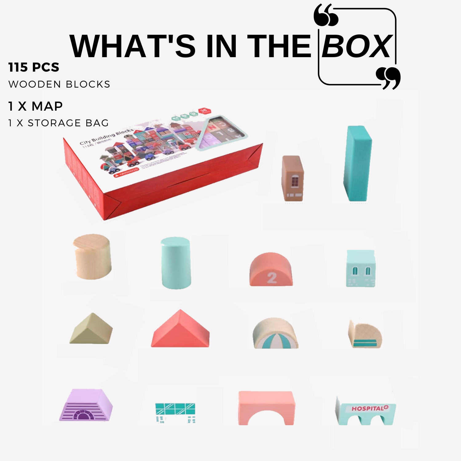 Wooden Building Blocks Set - City Builder Stacking Toy