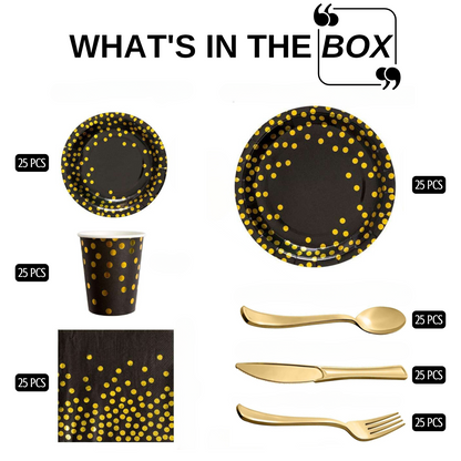 Black Gold Tableware, Birthday and Wedding Party Supplies South Africa 