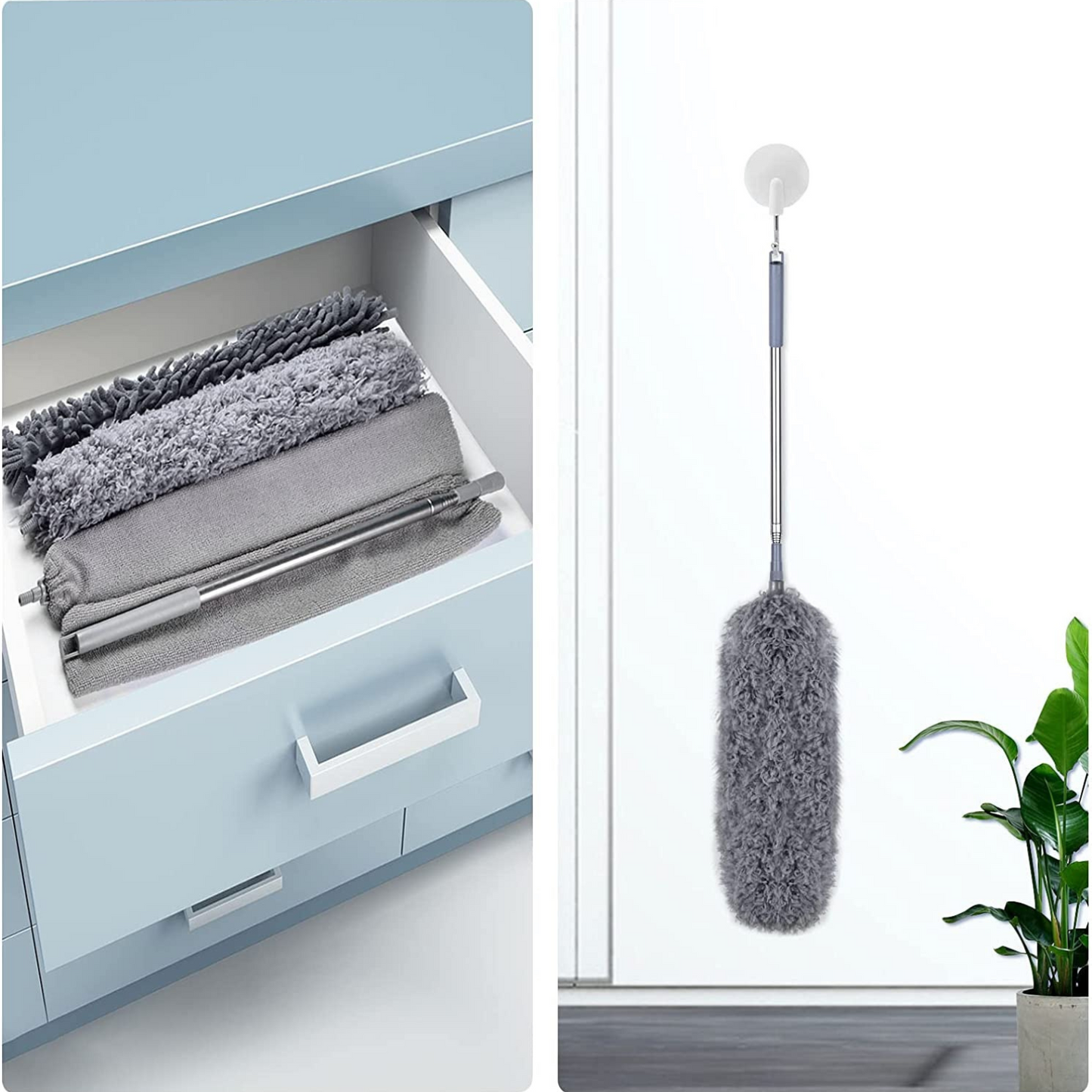 Washable detachable microfiber duster head for ceiling fans and furniture cleaning