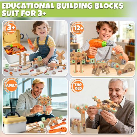 Multicolour pieces and wheels in building kit