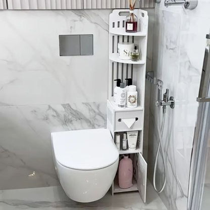Multilayer Bathroom Storage Organizer Corner Cabinet With Tissue Box