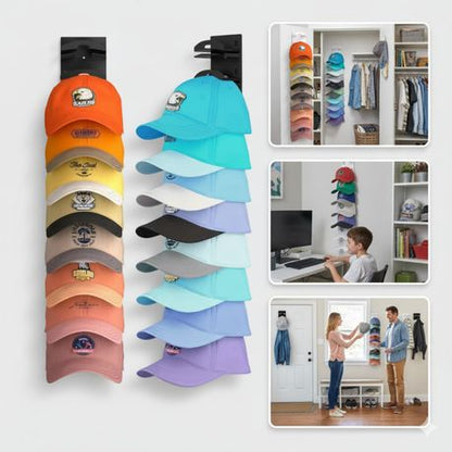 Baseball Cap Organizer 20-Slot Storage Black