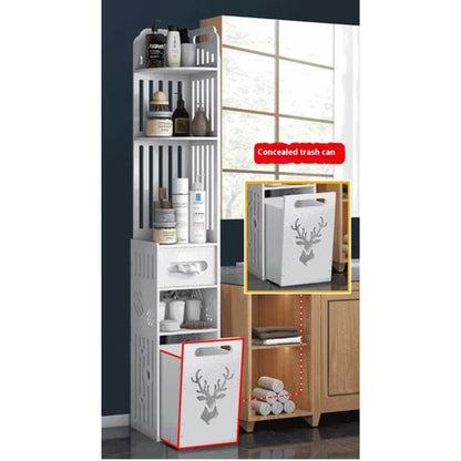 Multilayer Bathroom Storage Organizer Corner Cabinet Tissue Box & Trash Can