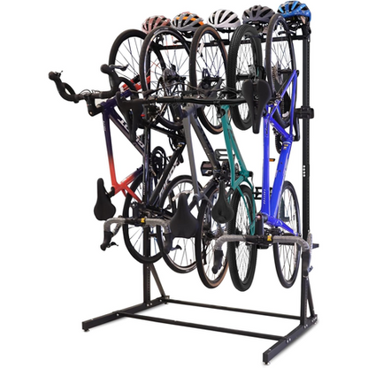 5 Bikes Freestanding Vertical Bike Rack Storage with Helmet Holders Home