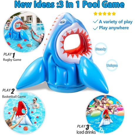 Complete shark pool toy set with balls, pump, and accessories