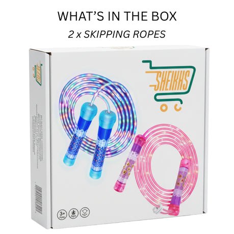 Pack of two LED jump ropes – pink and blue light-up ropes for exercise