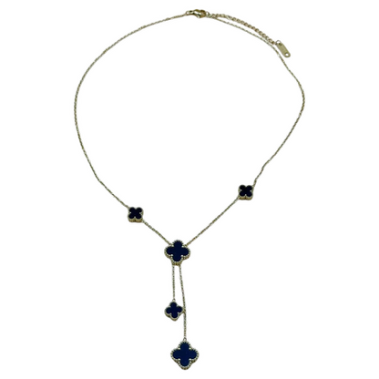 Black and white clover necklace
