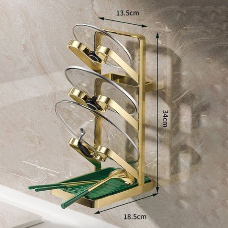 Wall-mounted pot lid holder stainless steel design
