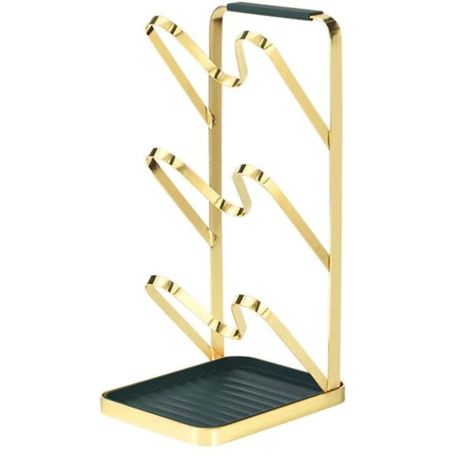 3-Tier Pot Lid Holder gold kitchen organizer on countertop