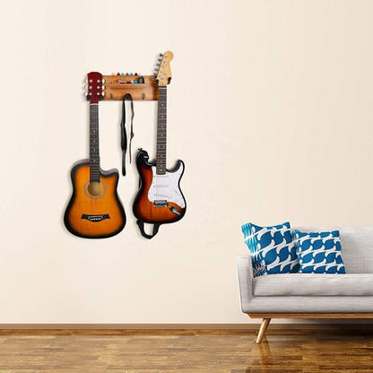 Double Guitar Holder Wall Mount | Dual Guitar Hanger with Shelf South Africa