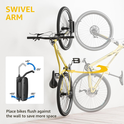 Heavy Duty Wall Mounted Bike Rack with 150° Swivel Design