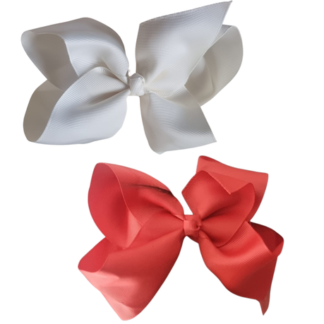 Baby Children Kid Bow Head Band - Set of 2 Bands With White & Orange Color