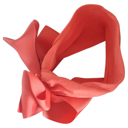 Baby Children Kid Bow Head Band - Set of 2 Bands With White & Orange Color